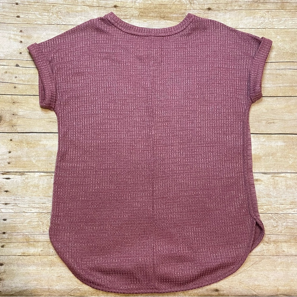 Cupio Burgundy Sweater Cap Sleeve Blouse | M - Picture 5 of 7